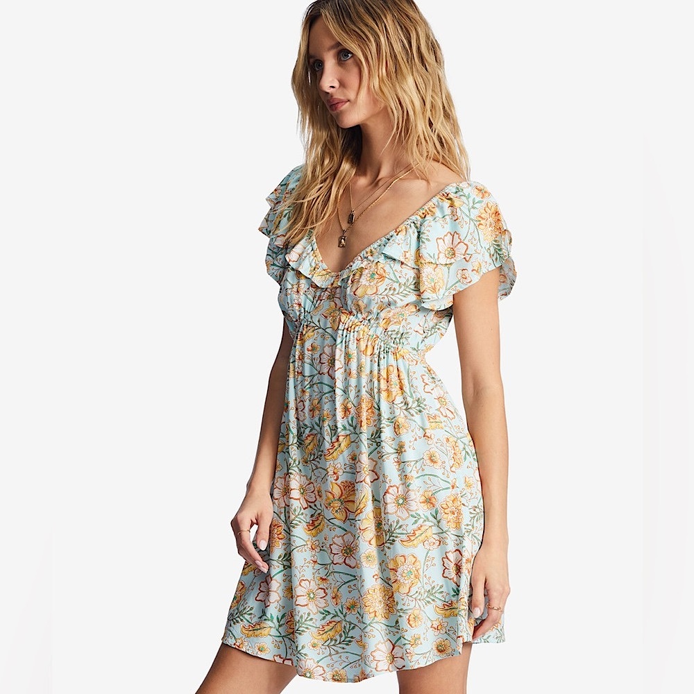 Billabong Ruffle Floral Mini Dress
